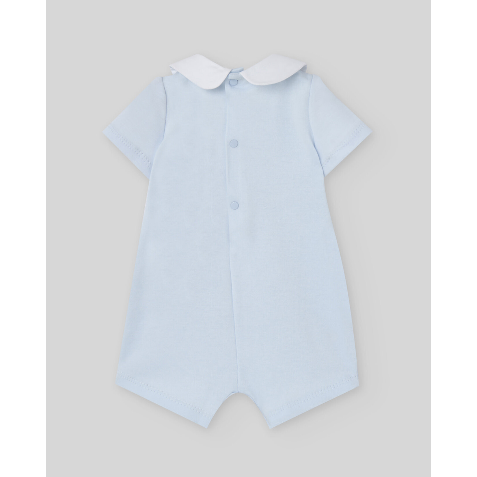 Paz Rodriguez KNIT NEWBORN ROMPER "INTERLOCK V26" Chalk Blue