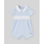 Paz Rodriguez KNIT NEWBORN ROMPER "INTERLOCK V26" Chalk Blue