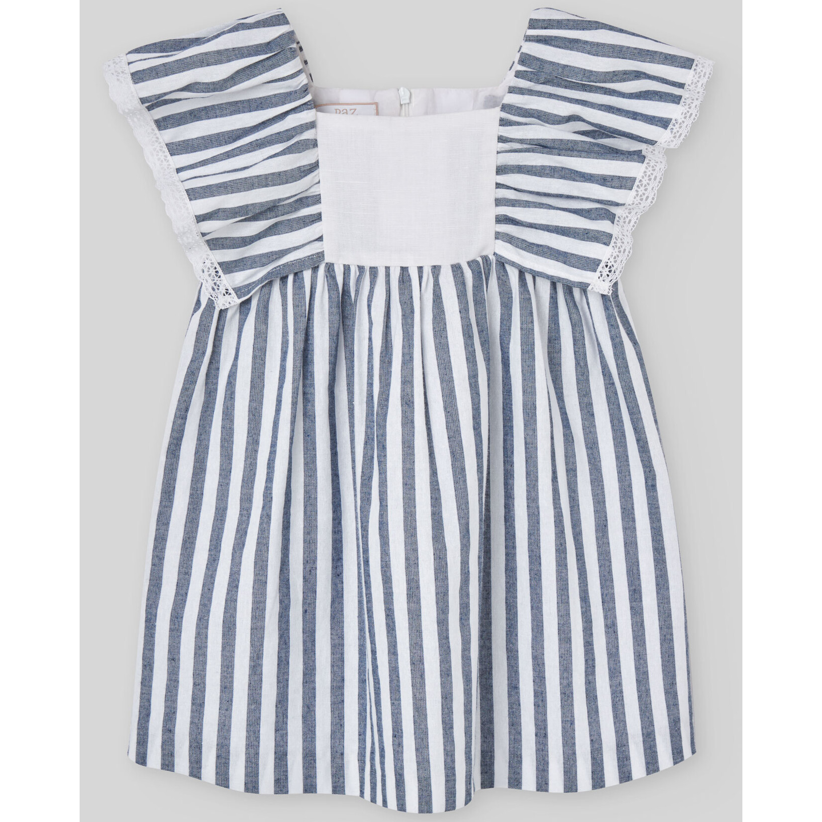 Paz Rodriguez WOVEN INFANT GIRL DRESS "ESLORA" White/Navy Blue