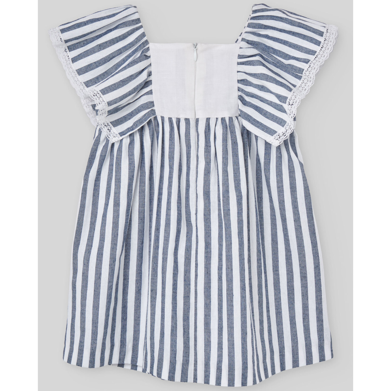 Paz Rodriguez WOVEN INFANT GIRL DRESS "ESLORA" White/Navy Blue