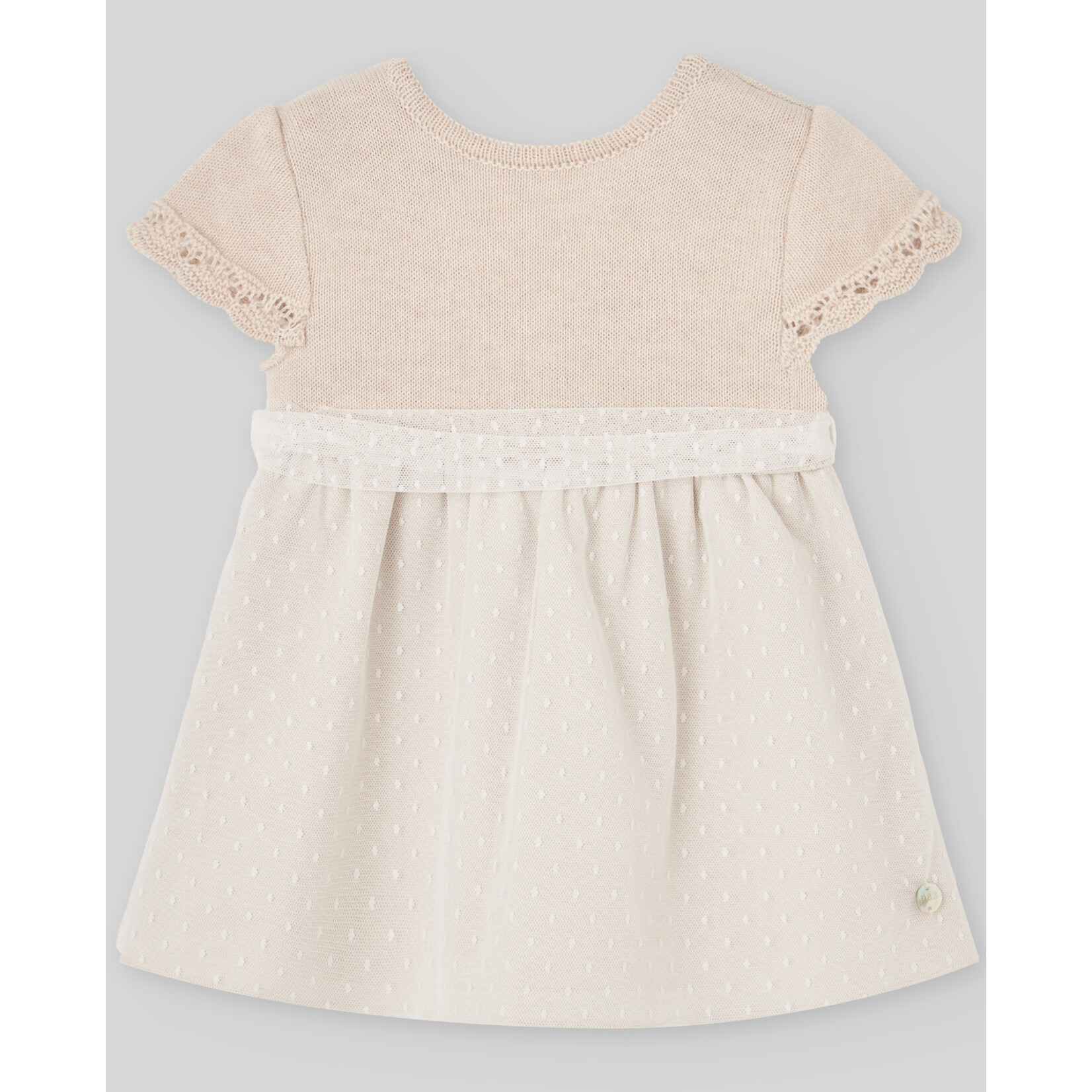 Paz Rodriguez KNIT CEREMONY NEWBORN DRESS "NECTAR" Linen
