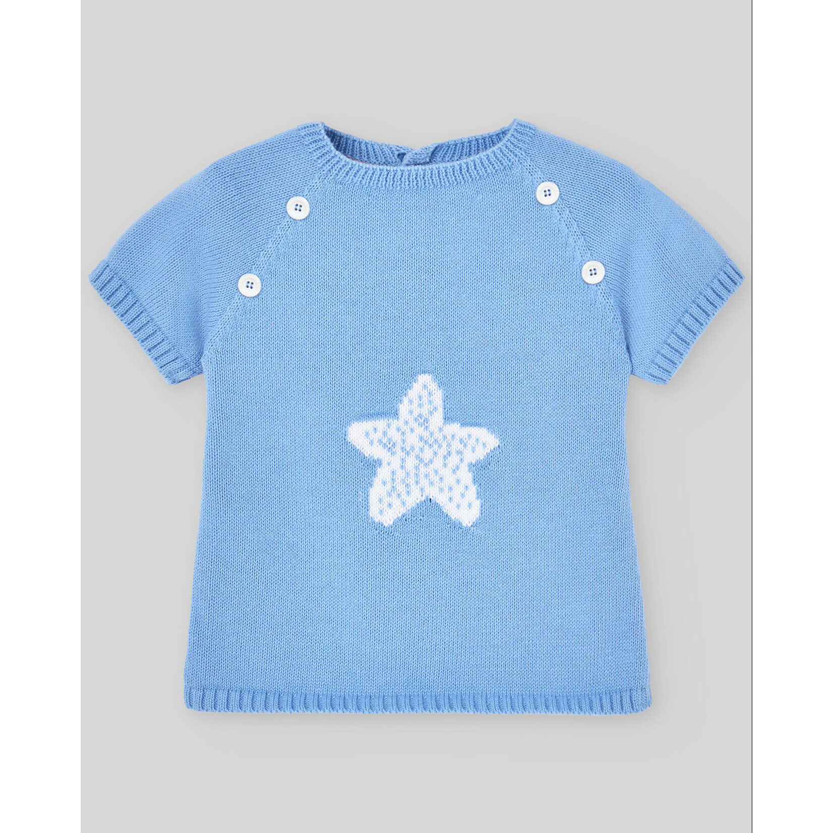 Paz Rodriguez KNIT NEWBORN SET"CORALES" Deep Blue/White