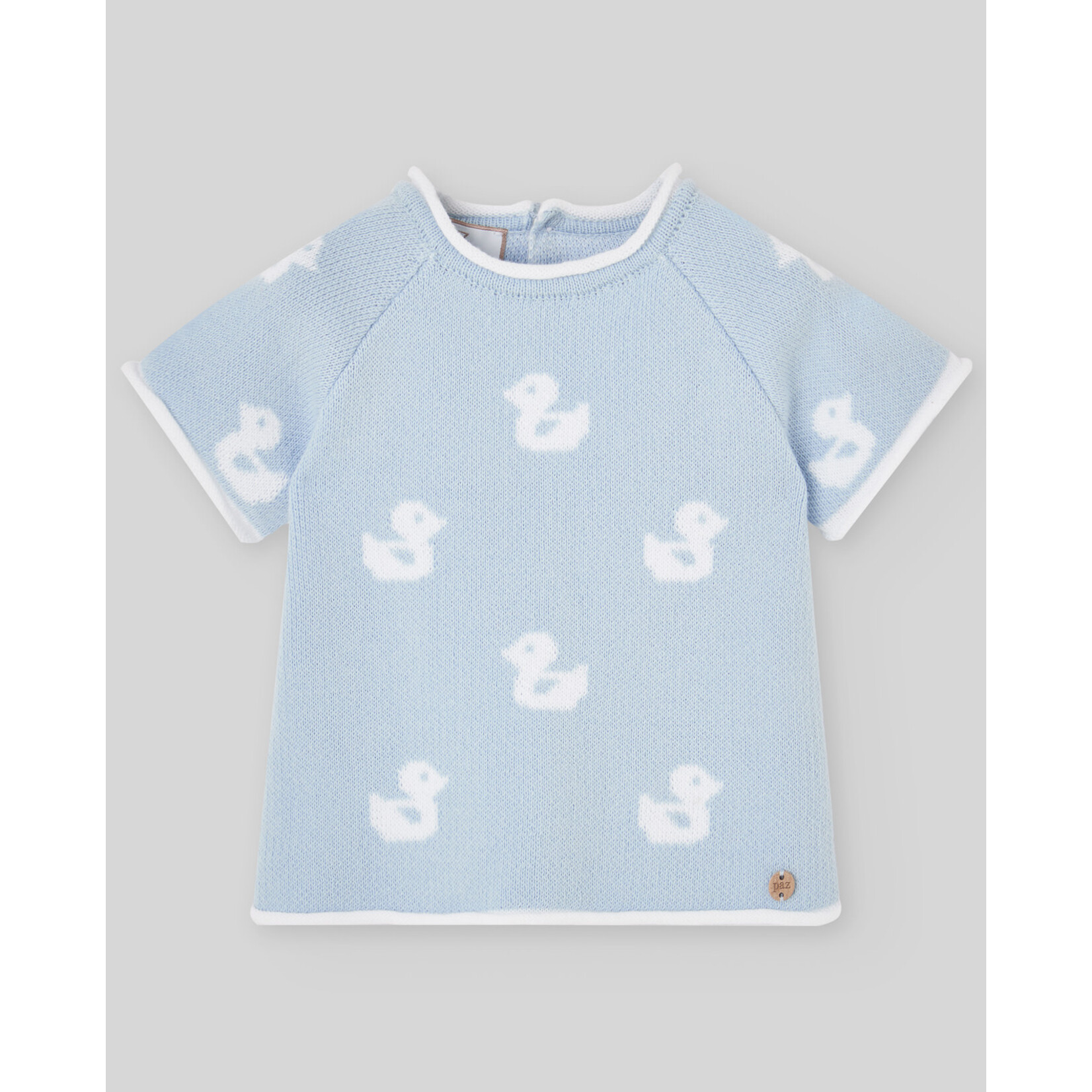 Paz Rodriguez KNIT NEWBORN SET SHORT SWEATER ANS PANTS "CUA CUA" Sky Blue 2