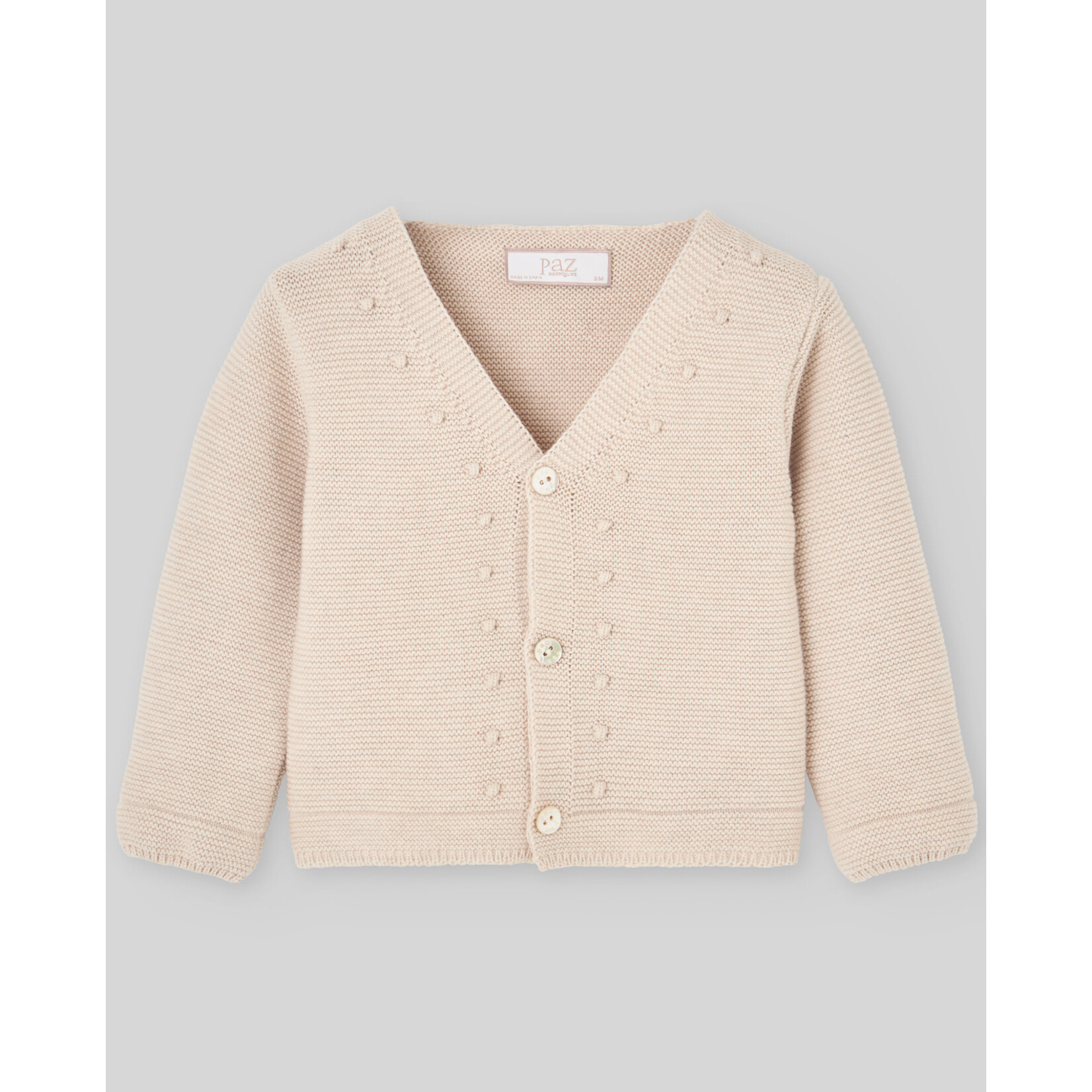 Paz Rodriguez KNIT NEWBORN CARDIGAN "ESENCIAL" Linen