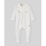 Paz Rodriguez KNIT NEWBORN ROMPER "INTERLOCK V26" Cream