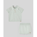 Paz Rodriguez KNIT NEWBORN SET POLO T-SHIRT  AND SHORT "NORAY" Water Green
