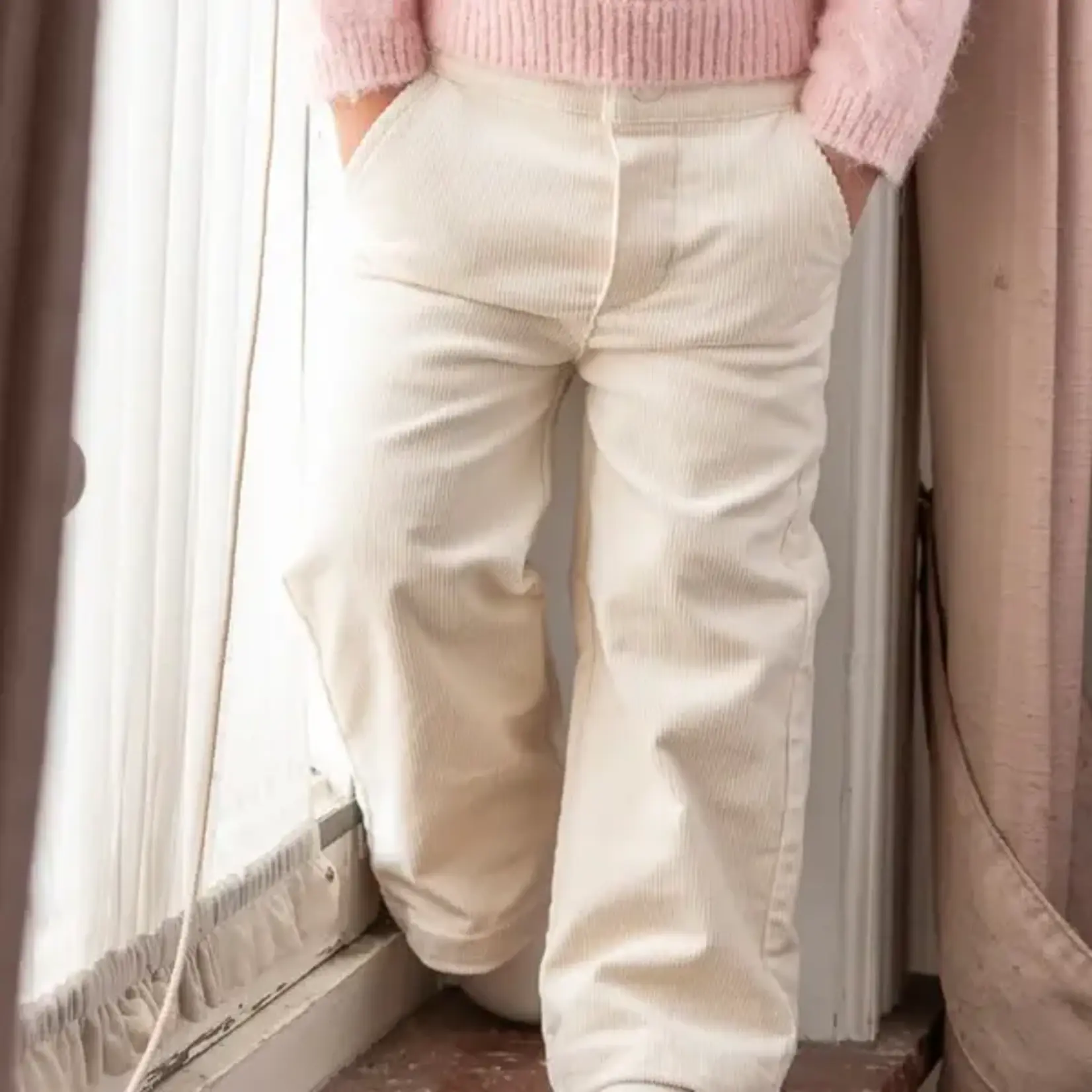 PANTS GIRL RIB CREAM