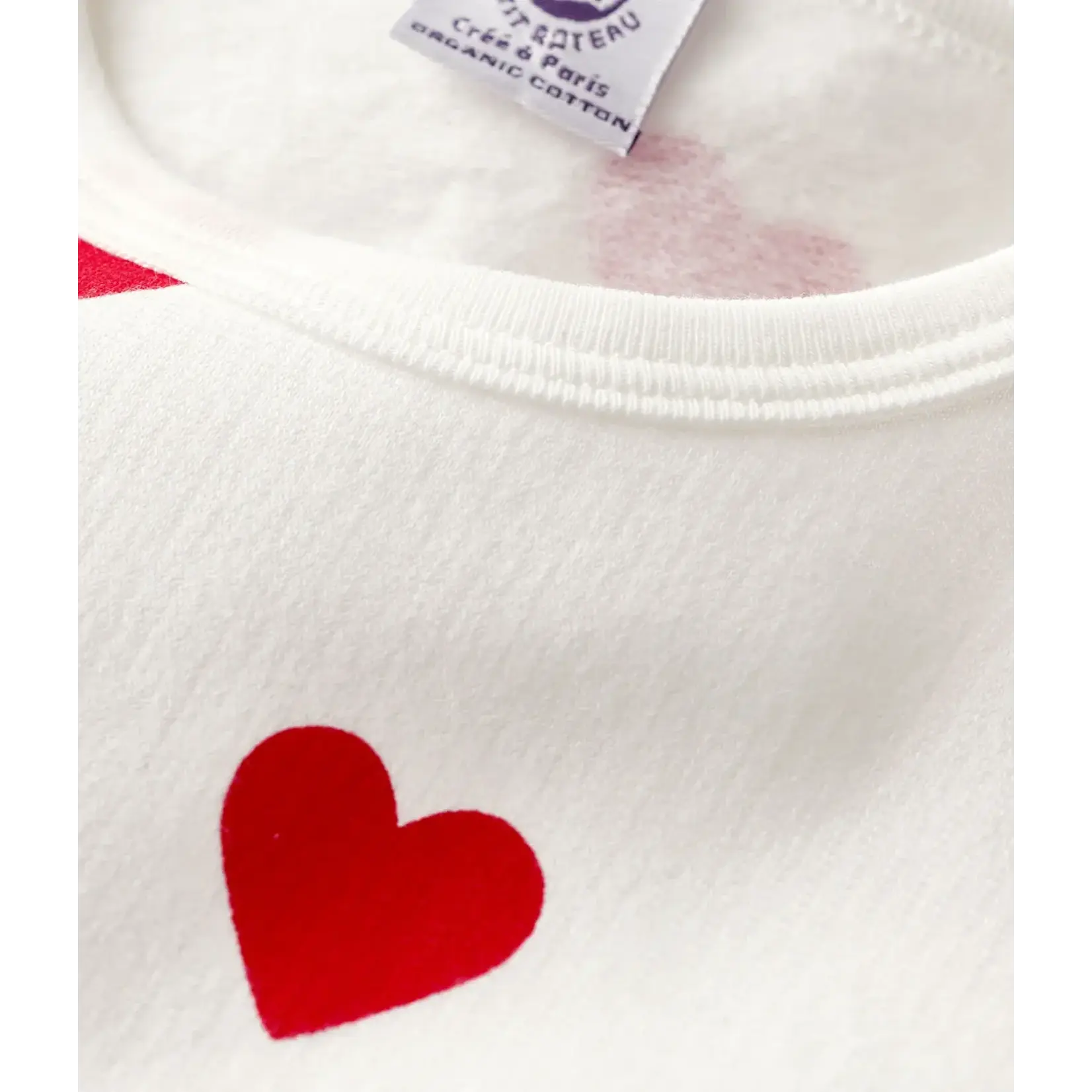 Petit Bateau Kinderpyjama van molton met hartjesprint wit/rood