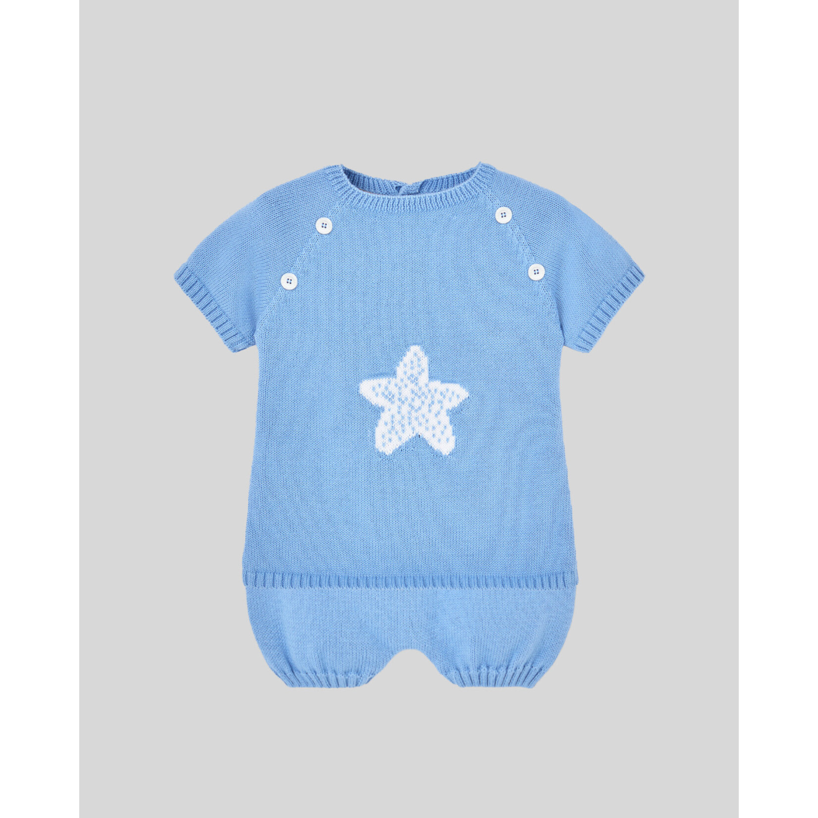 Paz Rodriguez KNIT NEWBORN SET"CORALES" Deep Blue/White