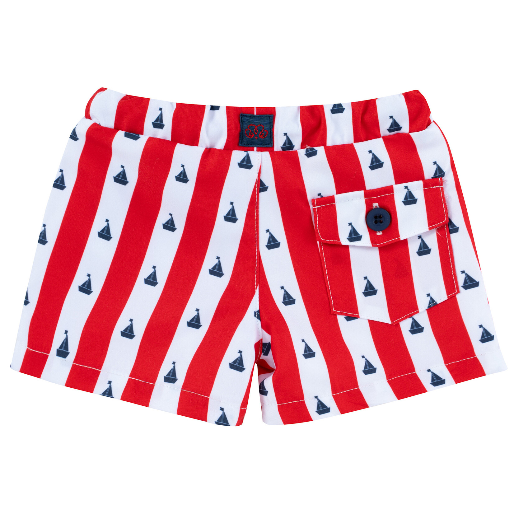 Natini SWIM SHORT STRIPES BOAT WHITE-RED