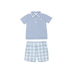 Patachou SET MINI BOY SOFT BLUE - VERÃO 2026 BLUE GREEN CHECK S26-14