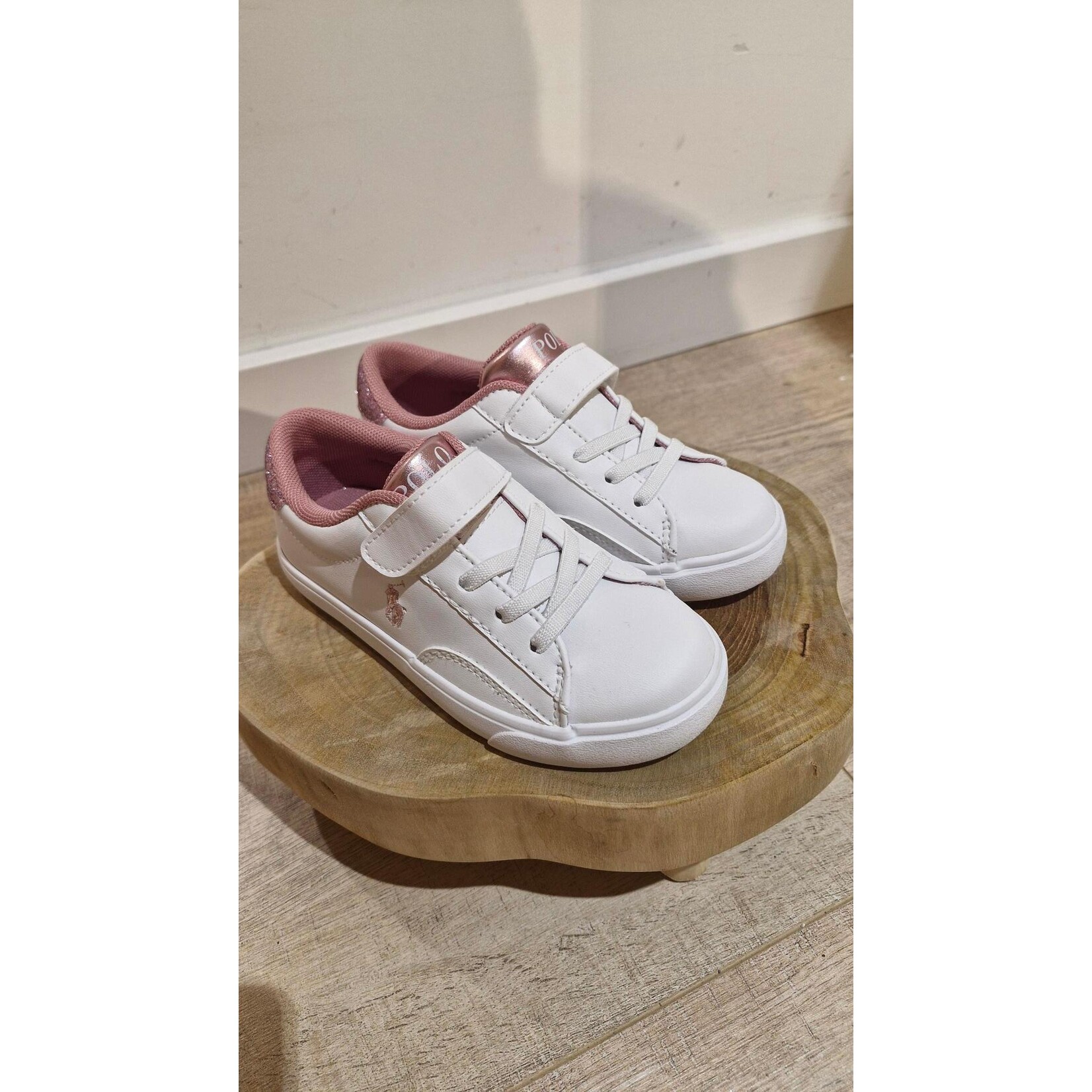 Ralph Lauren WHITE SMOOTH PU/LT PINK/GLITTER