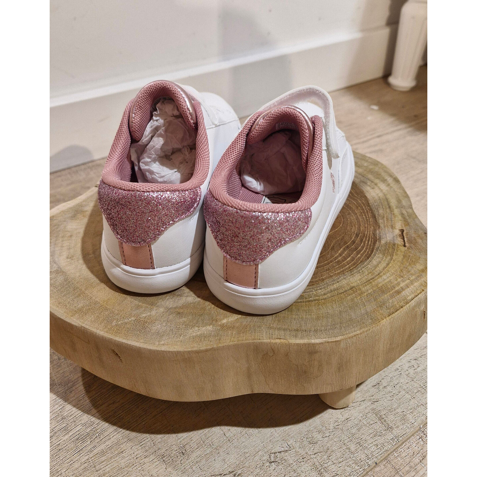 Ralph Lauren WHITE SMOOTH PU/LT PINK/GLITTER