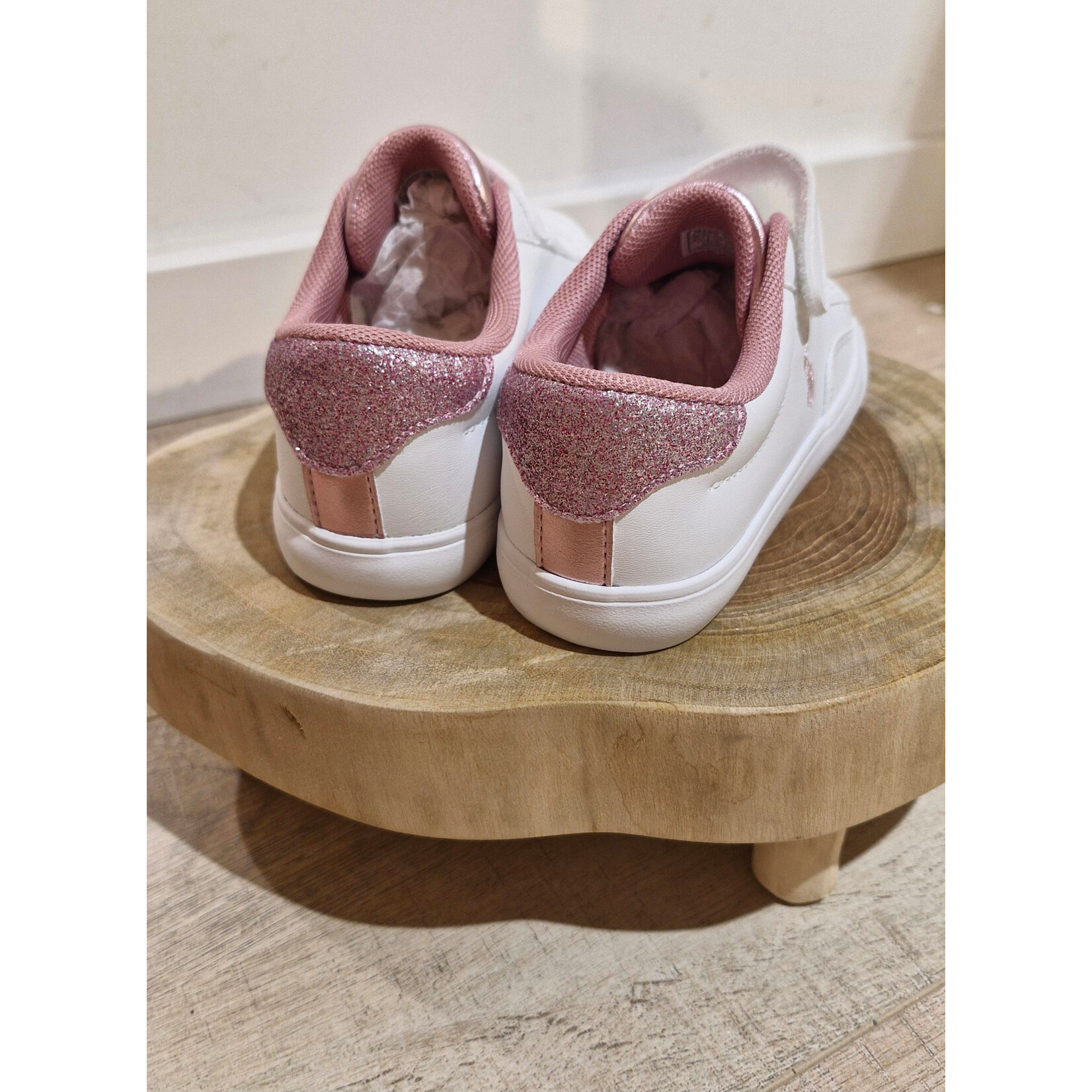 Ralph Lauren WHITE SMOOTH PU/LT PINK/GLITTER