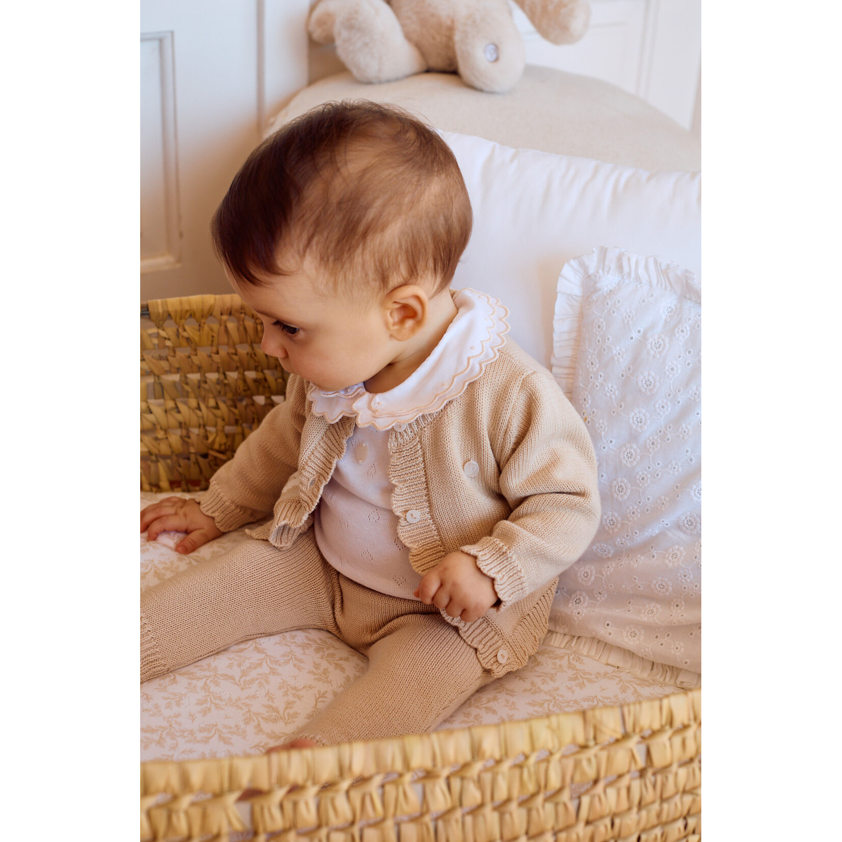 Patachou CASACO - SET NEWBORN NATURE  GILET AND PANTS- VERÃO 2026 BEIGE