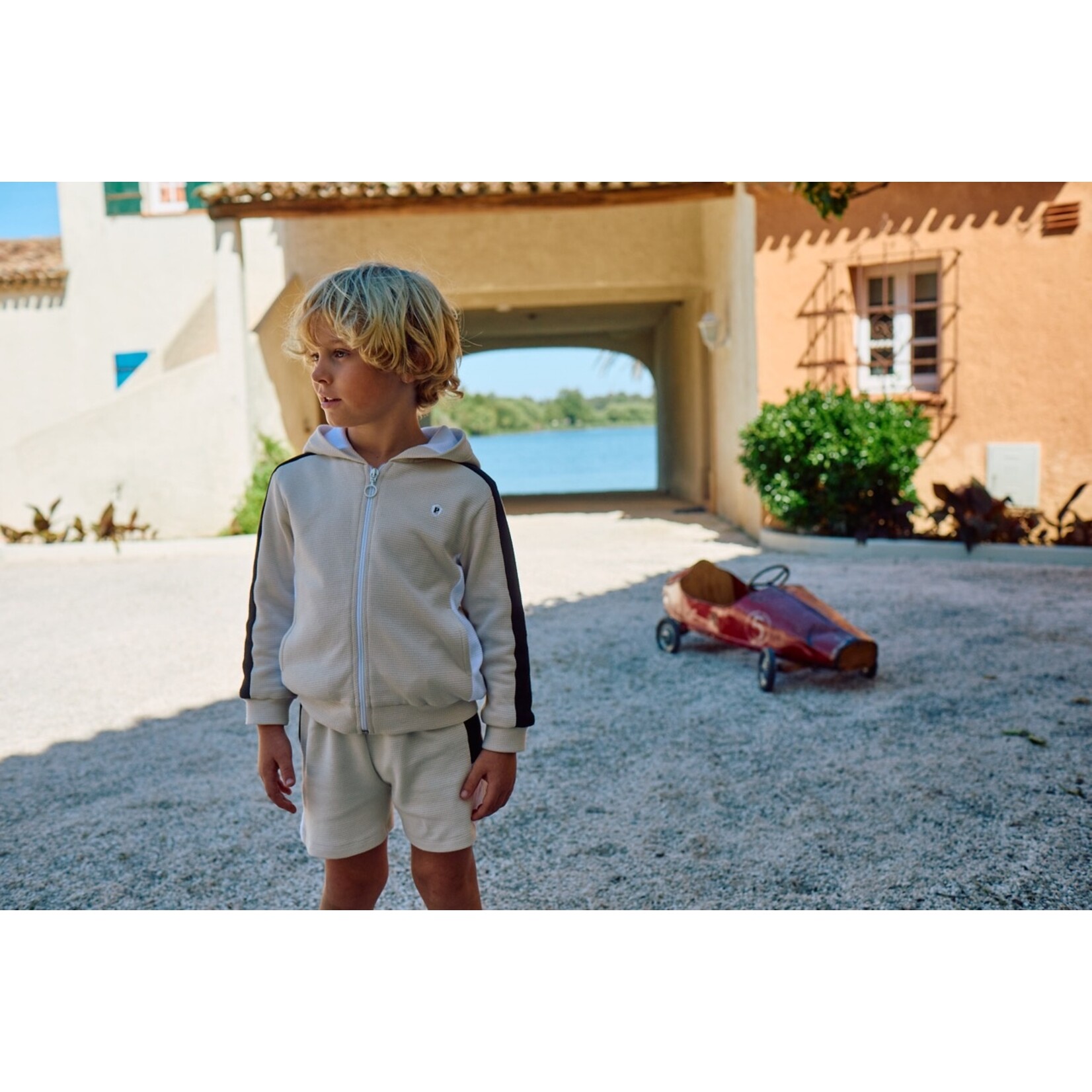 Patachou CONJUNTO CASACO + CALÇÃO - MINI BOY CITY - VERÃO 2026 BEIGE