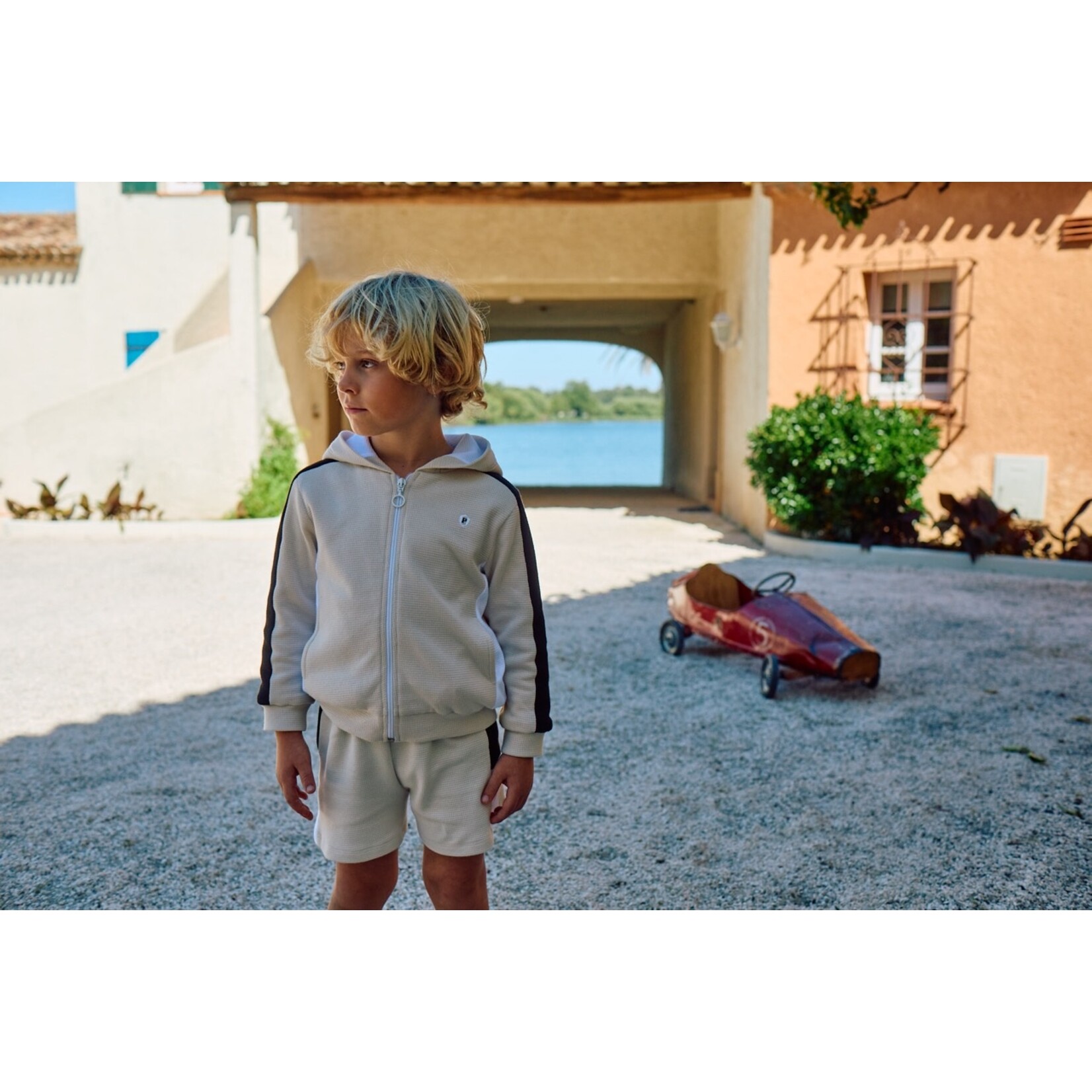 Patachou CONJUNTO CASACO + CALÇÃO - MINI BOY CITY - VERÃO 2026 BEIGE