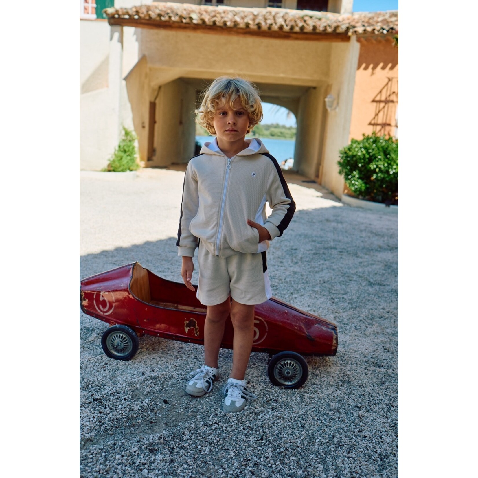 Patachou CONJUNTO CASACO + CALÇÃO - MINI BOY CITY - VERÃO 2026 BEIGE