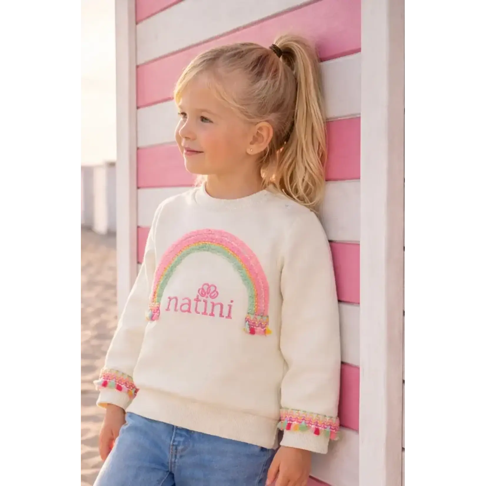 Natini SWEATER NATINI RAINBOW WHITE