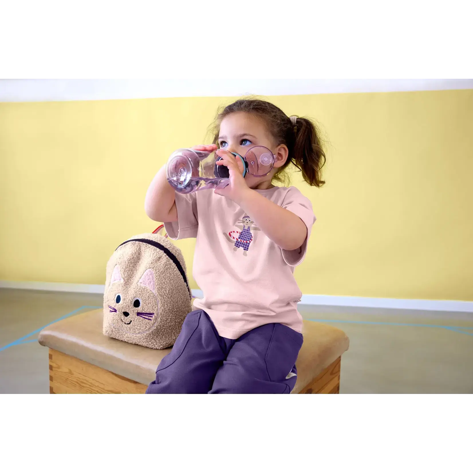 Lässig T-Shirt Jersey GOTS Cat cloud pink