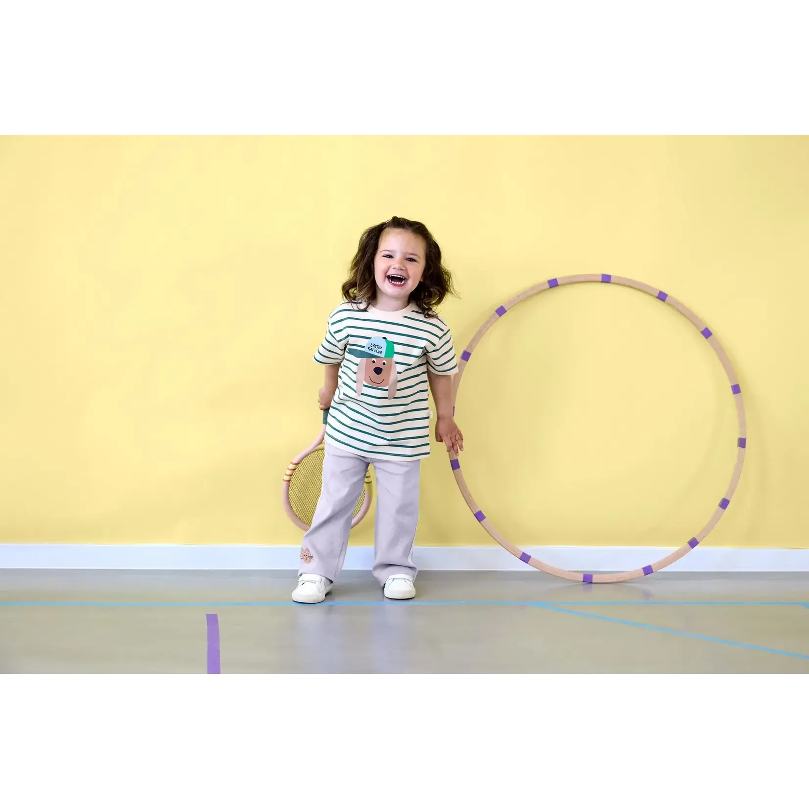 Lässig T-Shirt Jersey GOTS Striped Dog