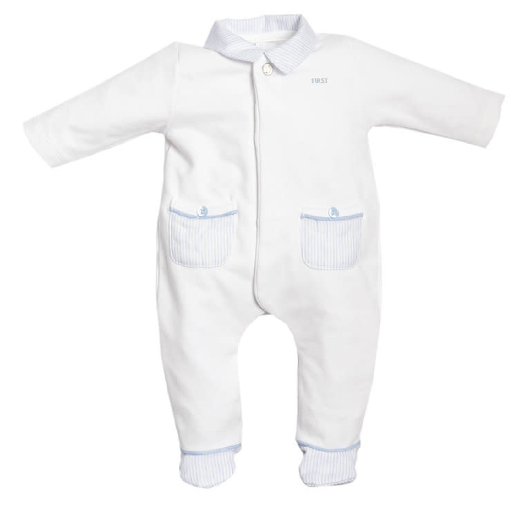 First 6203126 lightblue striped teddy bear rompersuit