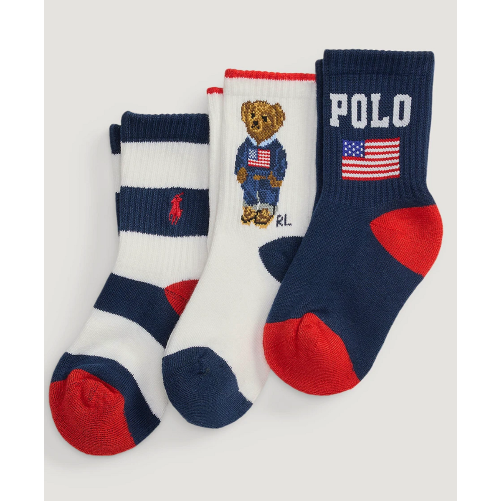 Ralph Lauren AMERICANA BR-CREW SOCK-3 PACK RED/NV/WHT,NV/RL RD/WHT,NV/WHT