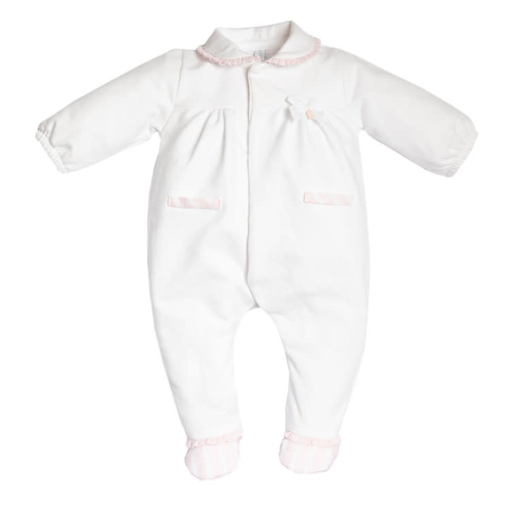 First 6203107white/pink rompersuit teddy bear