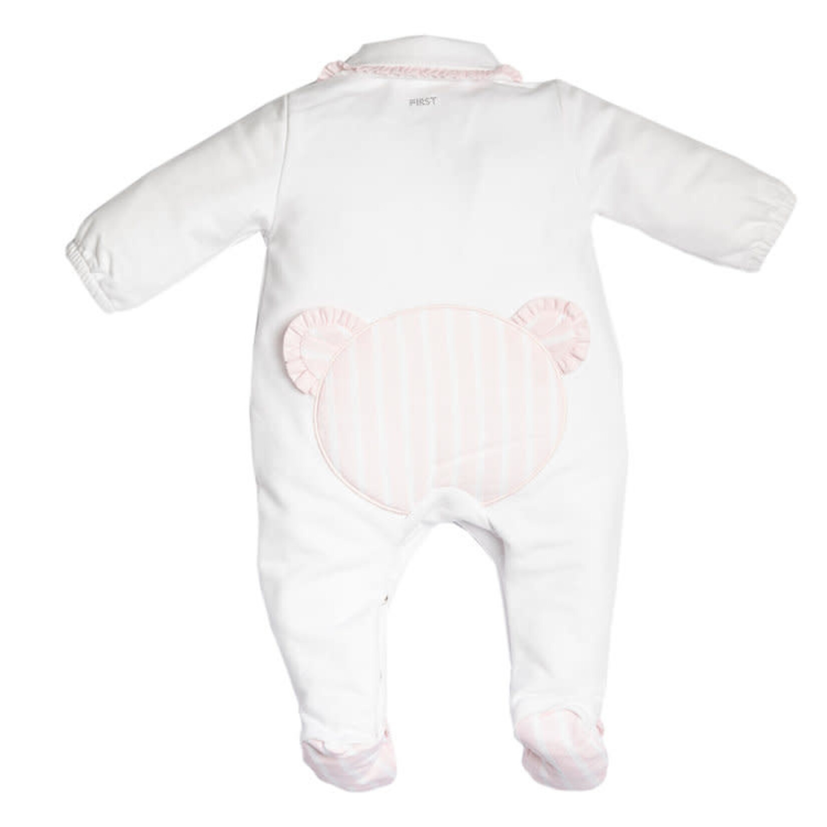 First 6203107white/pink rompersuit teddy bear