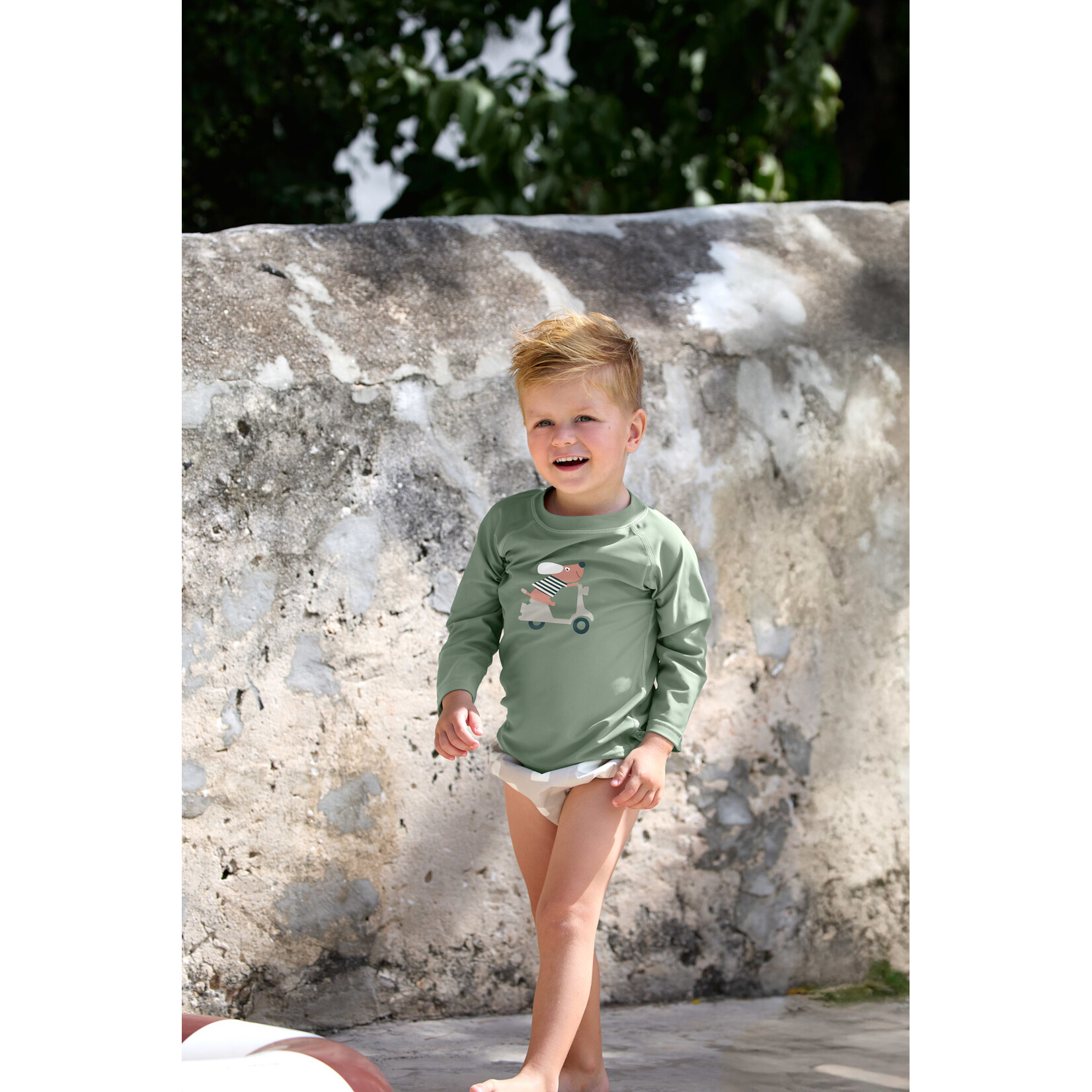 Lässig Long Sleeve Rashguard Scooter/Dog green