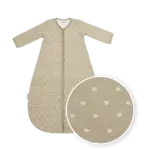 Slaapzak rond ongevoerd met vaste mouw jersey Beige Hartjes