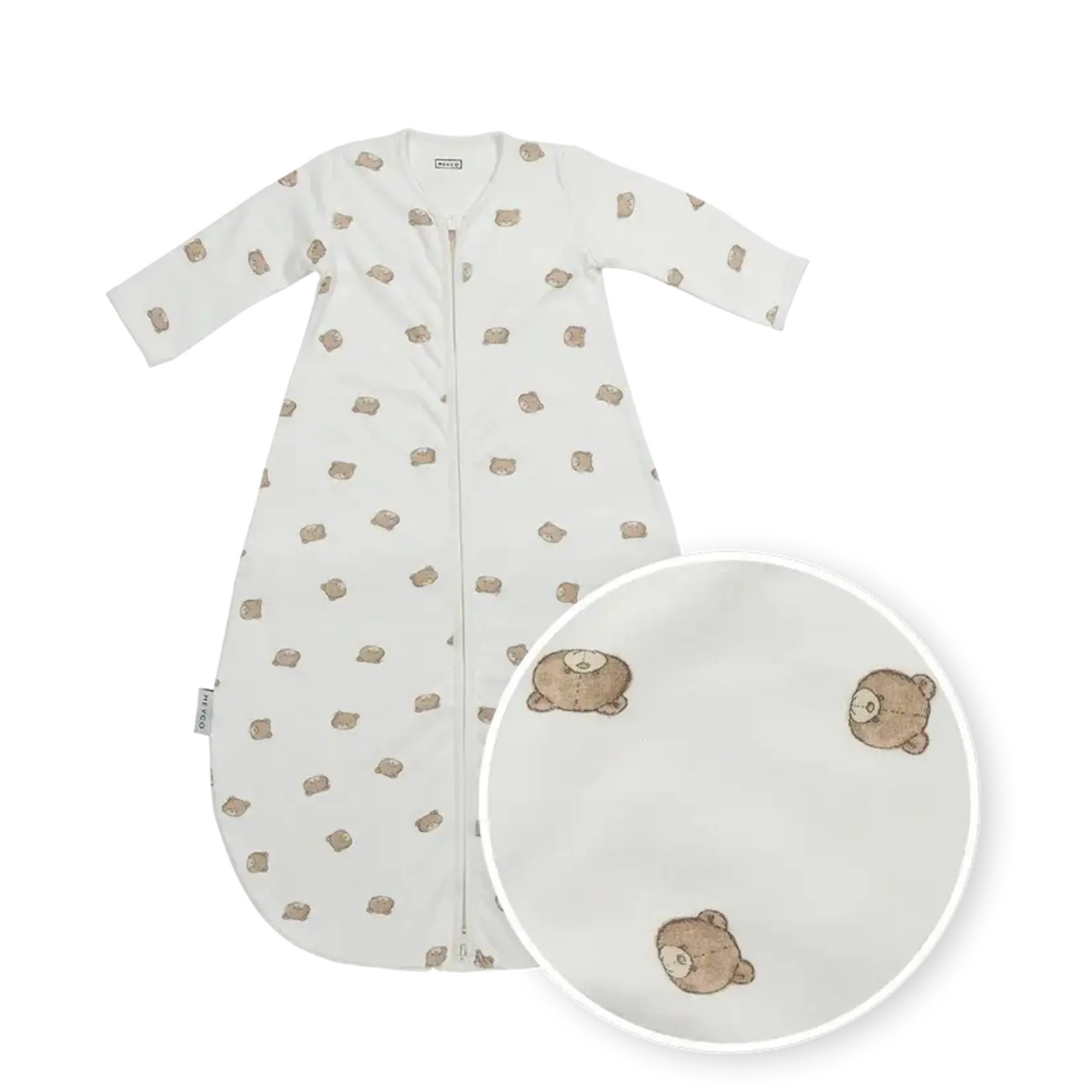 Slaapzak rond ongevoerd met vaste mouw jersey Beige Beertjes