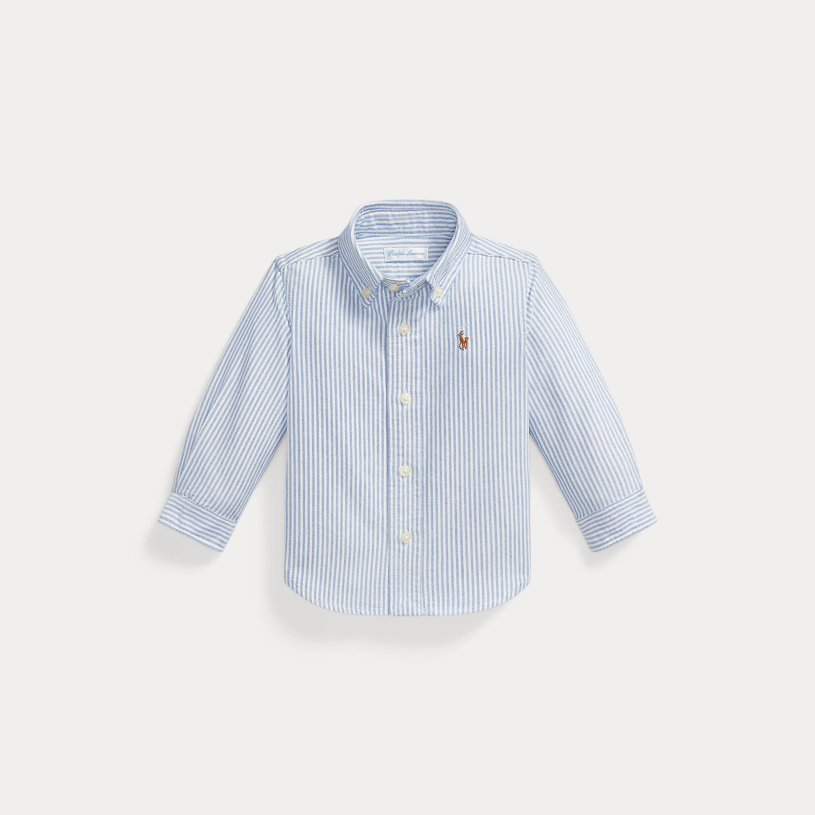 Ralph Lauren STRIPED COTTON OXFORD SHIRT LT BLUE STRIPE