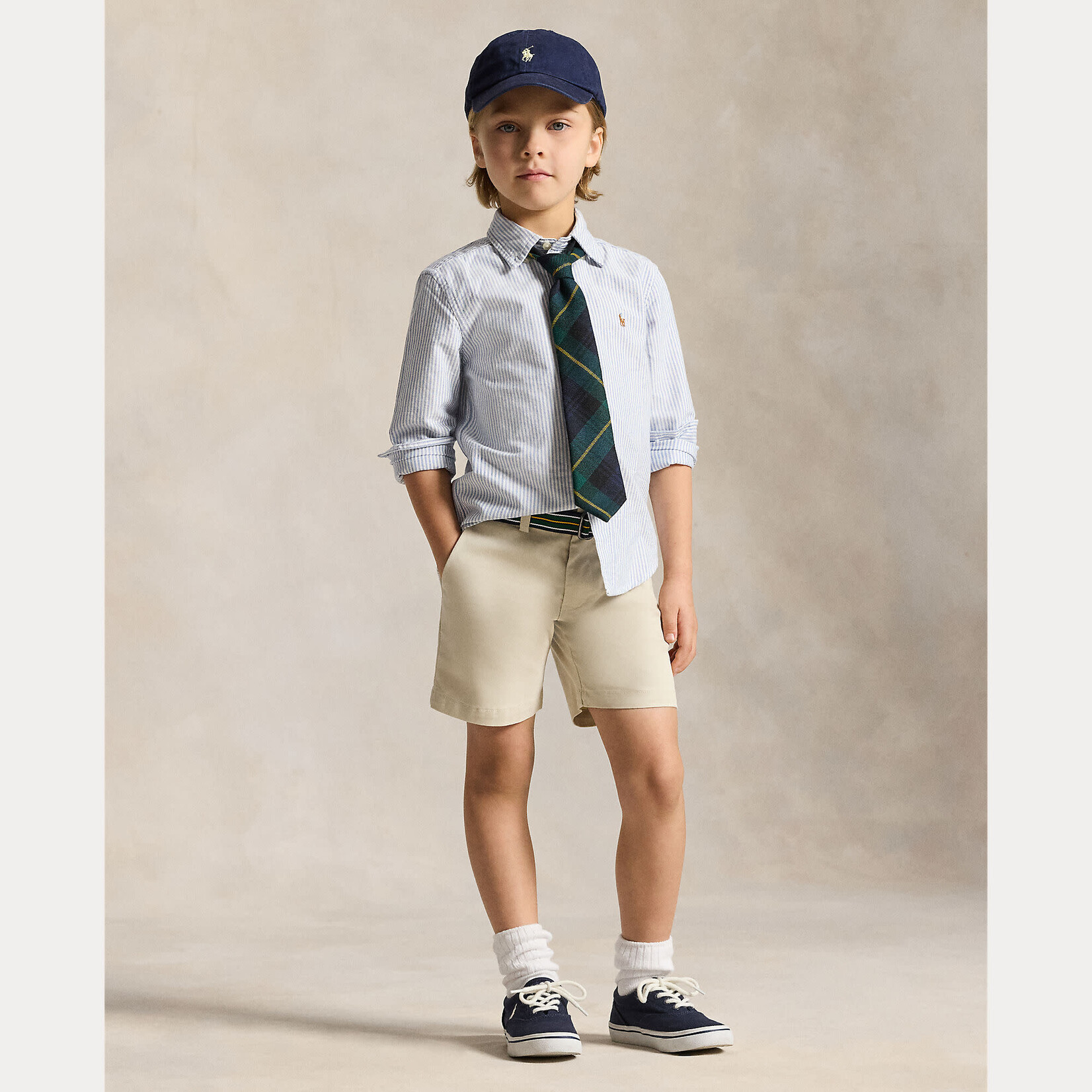 Ralph Lauren STRIPED COTTON OXFORD SHIRT LT BLUE STRIPE