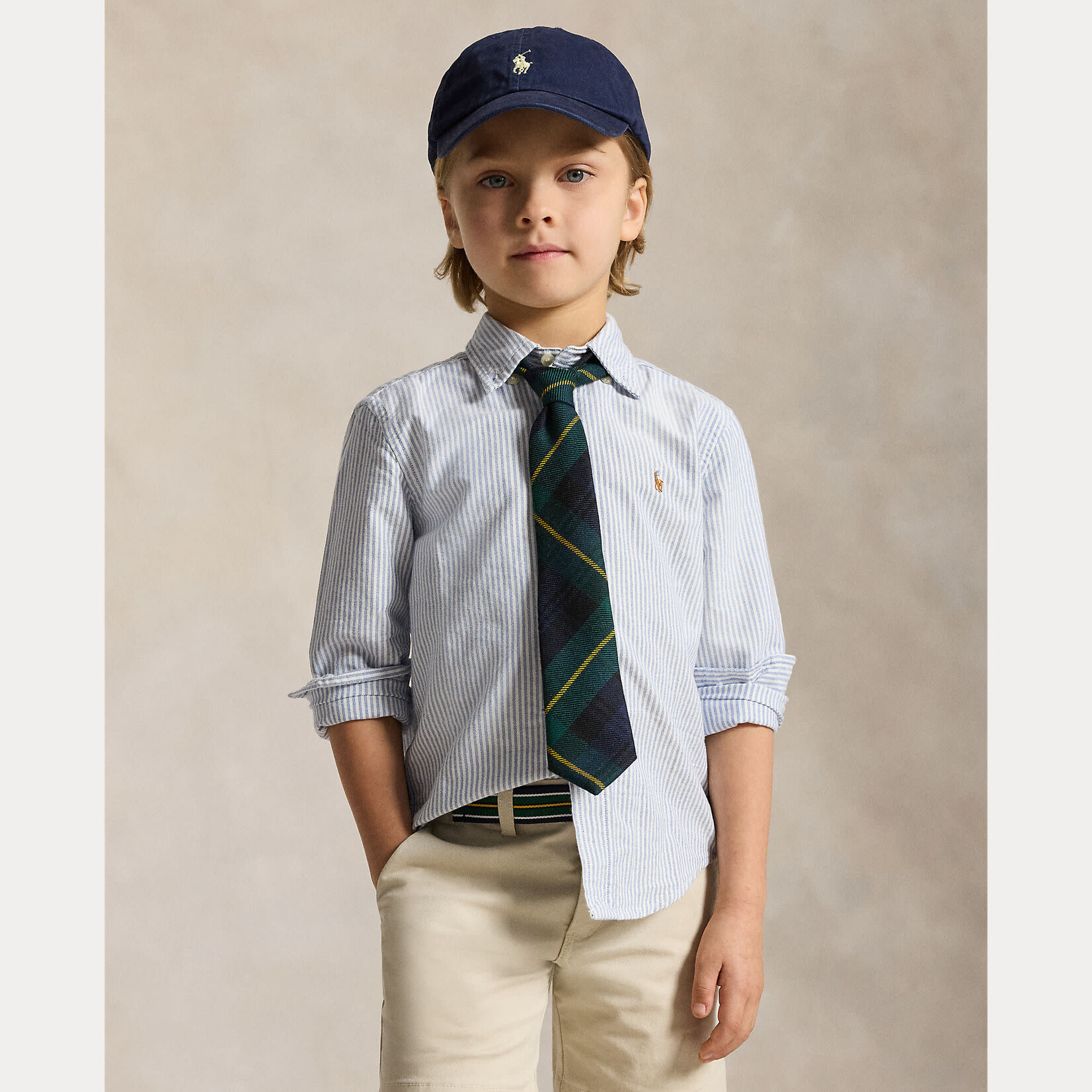 Ralph Lauren STRIPED COTTON OXFORD SHIRT LT BLUE STRIPE