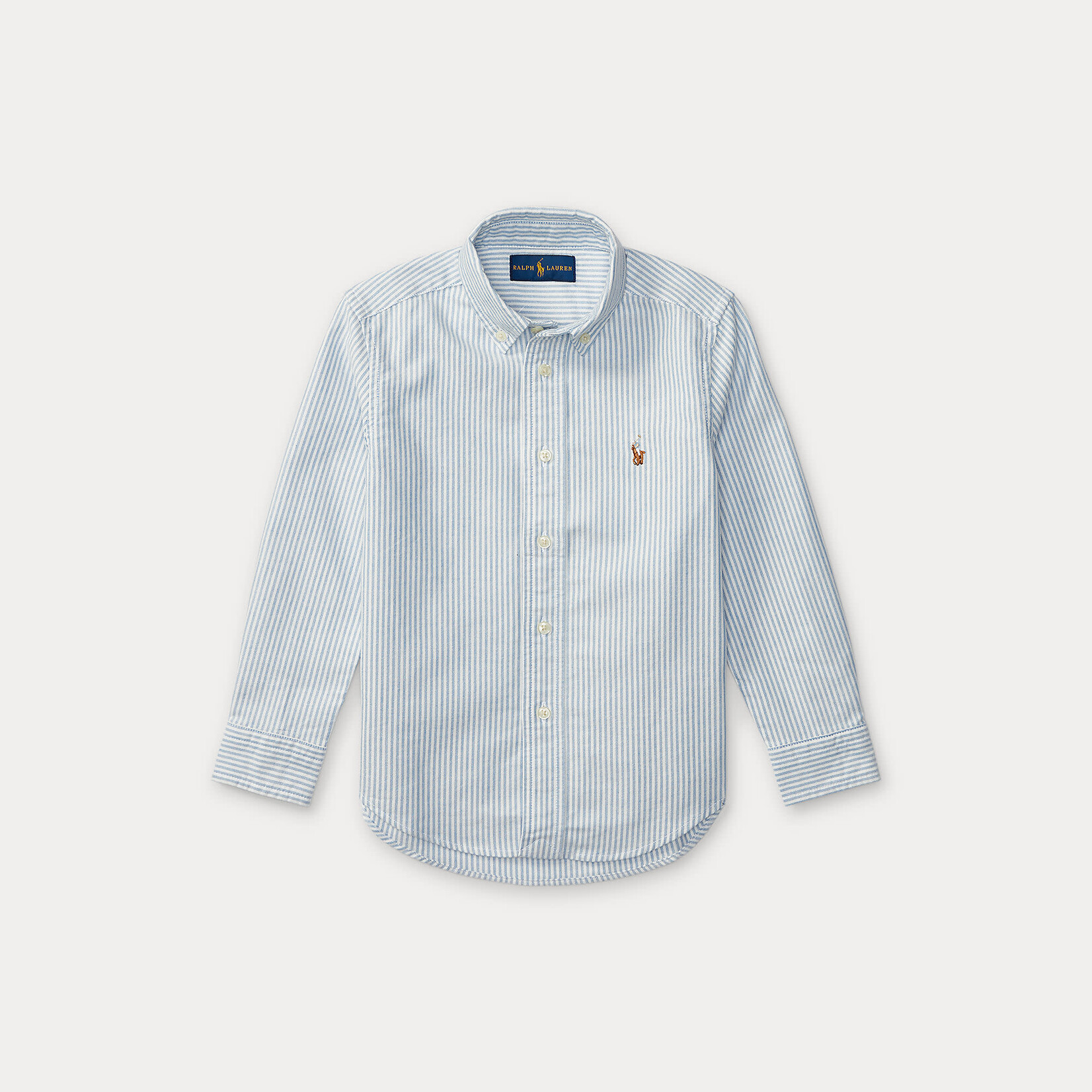 Ralph Lauren STRIPED COTTON OXFORD SHIRT LT BLUE STRIPE