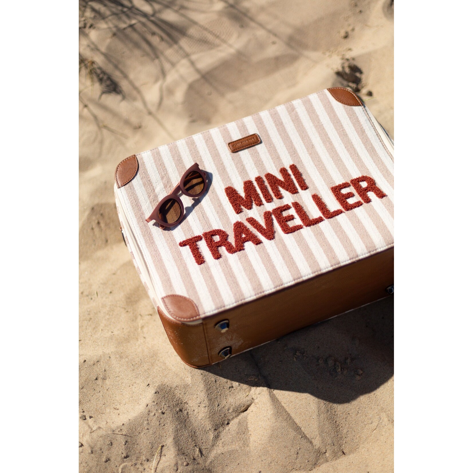 Childhome Mini Traveller Kids Kinderkoffer - Stripes - Nude/Terracotta