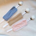 Baby Deloof: Gepersonaliseerde speenkoord met naam Losange beige