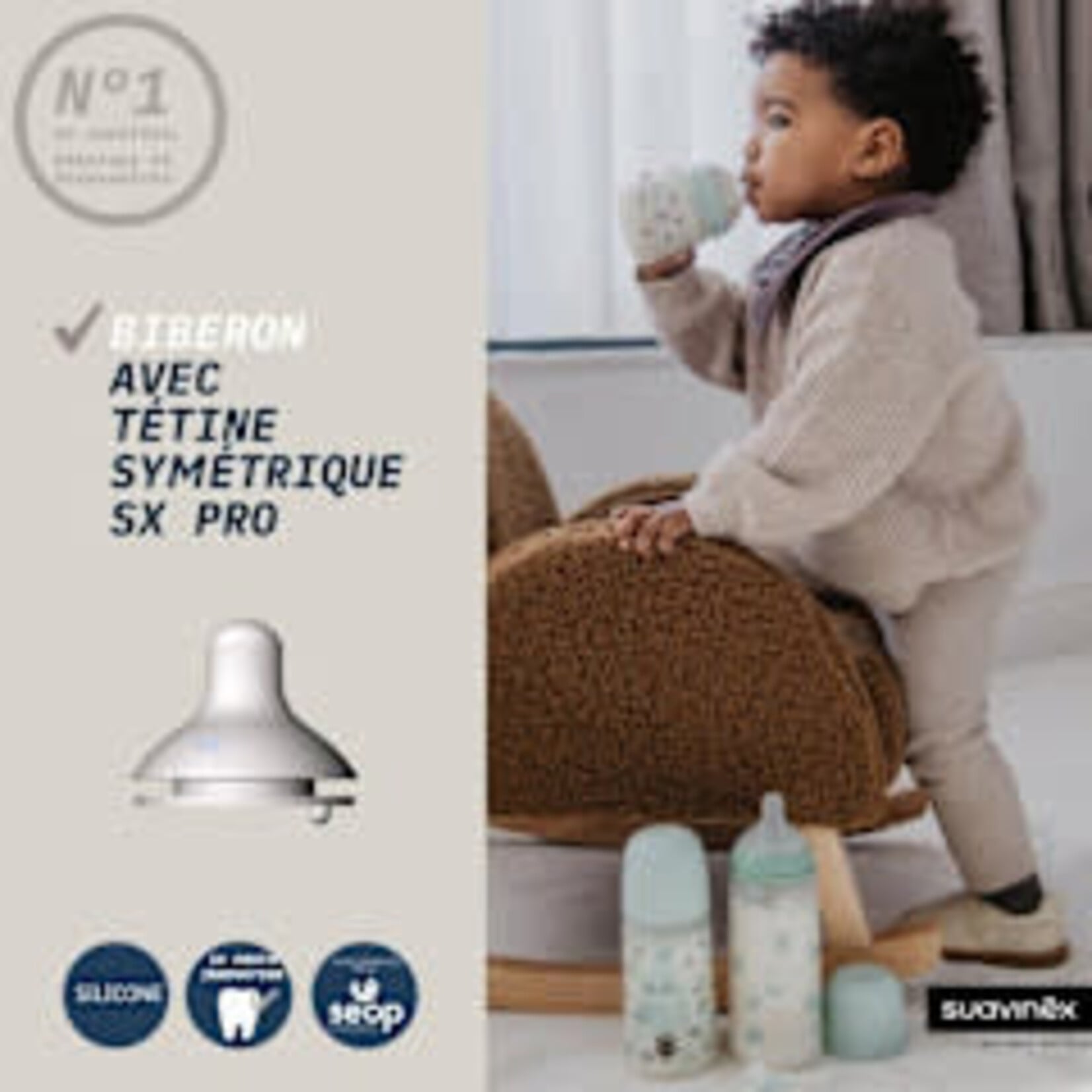 Suavinex Baby Deroo: FLES 270ML SPEEN SXPRO M-STROOM Birdies green