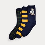 Ralph Lauren Baby Deroo: PLACED DOG-CREW SOCK-3 PACK NAVY//NAVY/NAVY 4Y/7Y