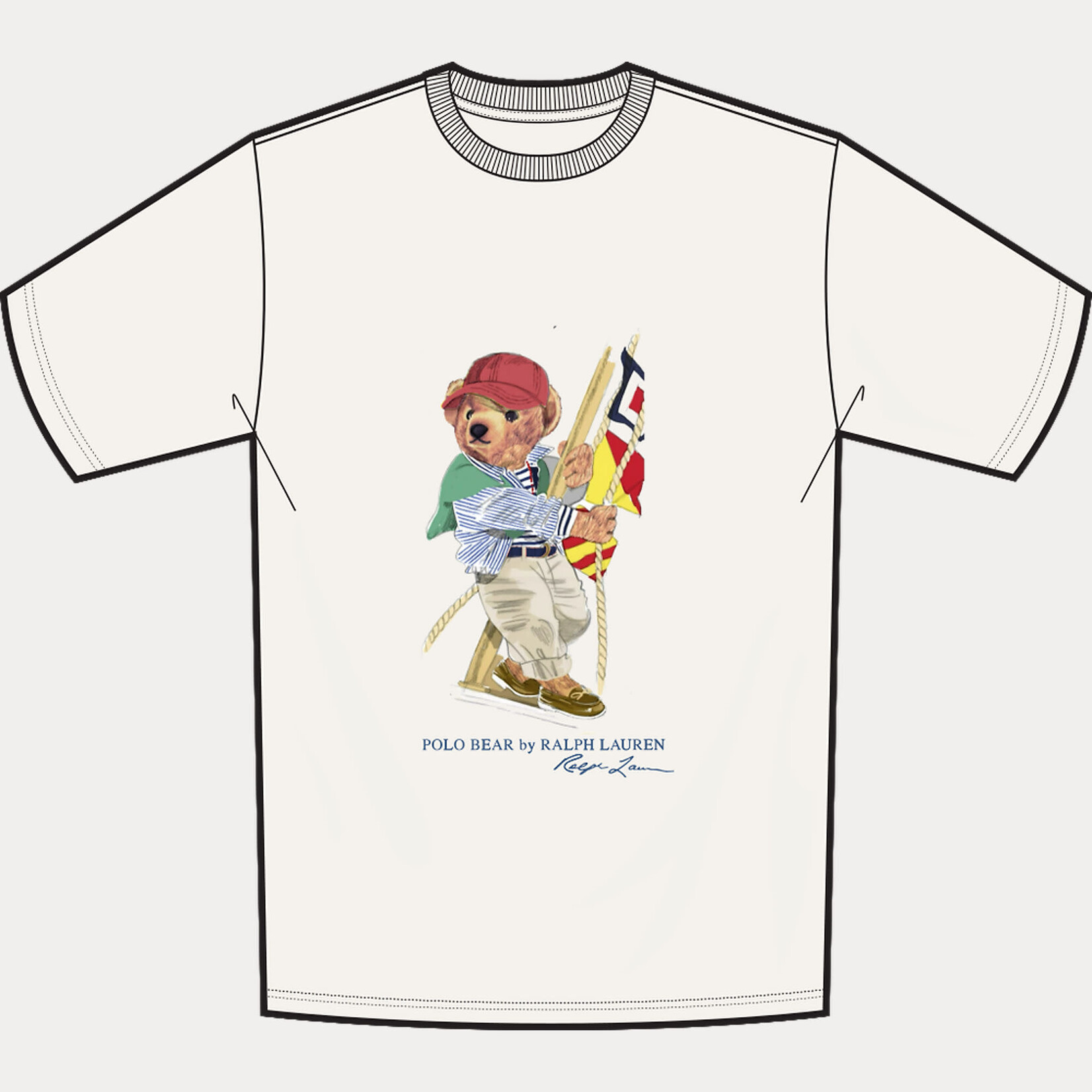 Ralph Lauren KNIT-T-SHIRT SP26 BEAR DECKWASH WHITE B
