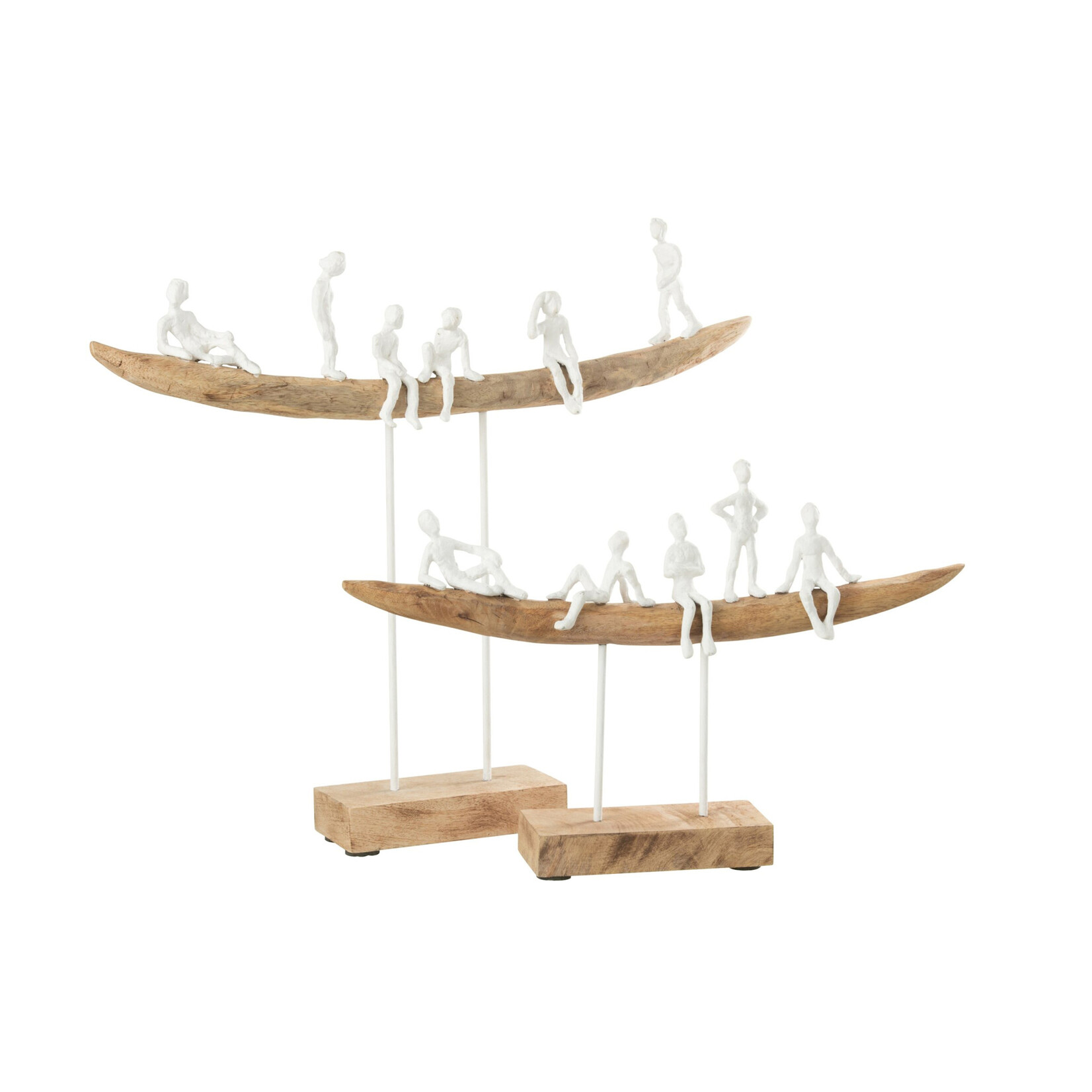 J-Line Mensen Op Bank Hout Metaal Wit Naturel Large