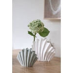 Vaas Schelp Steengoed Wit/Olijfgroen S