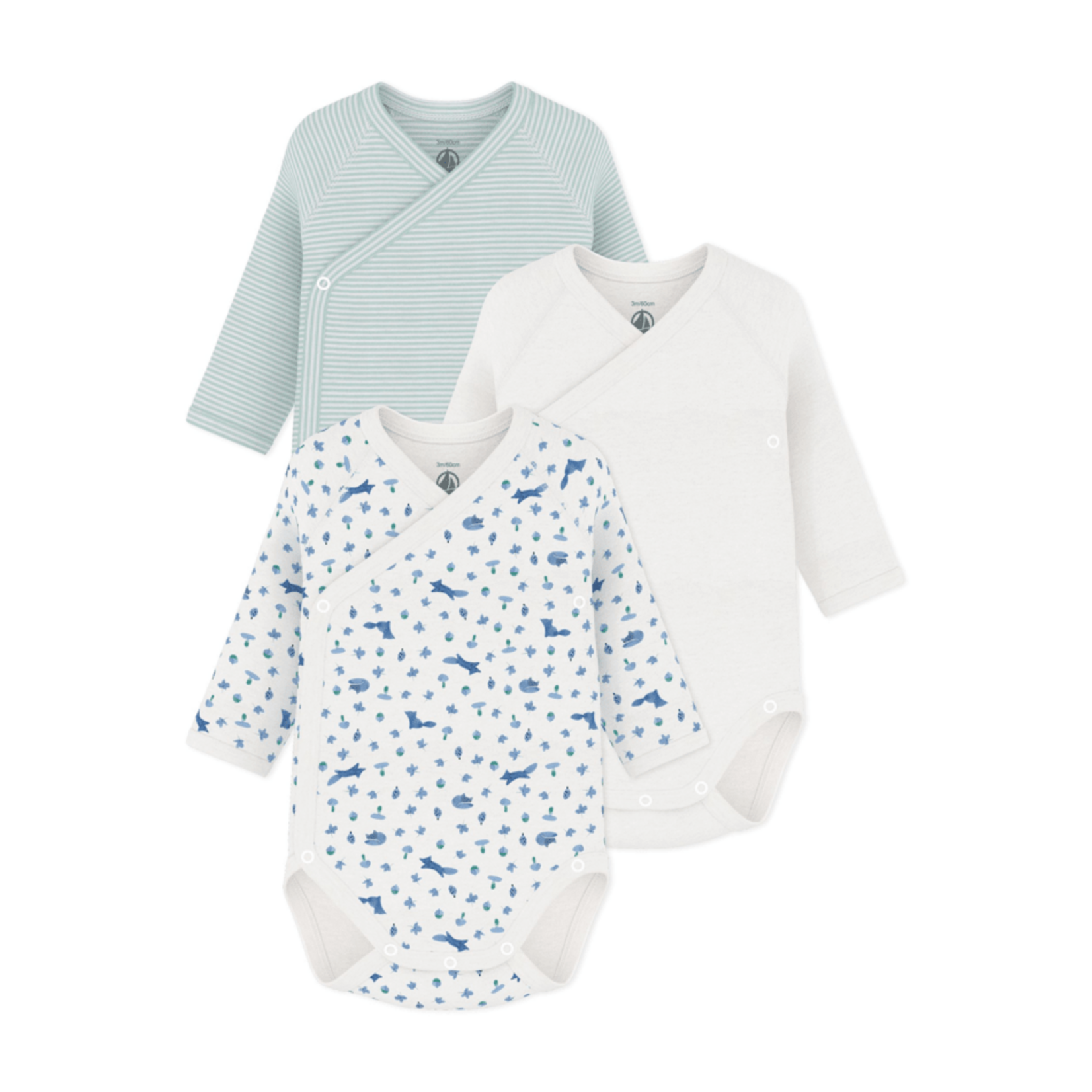 Petit Bateau 3 BODIES NAISS ML variante 1 A0GF0
