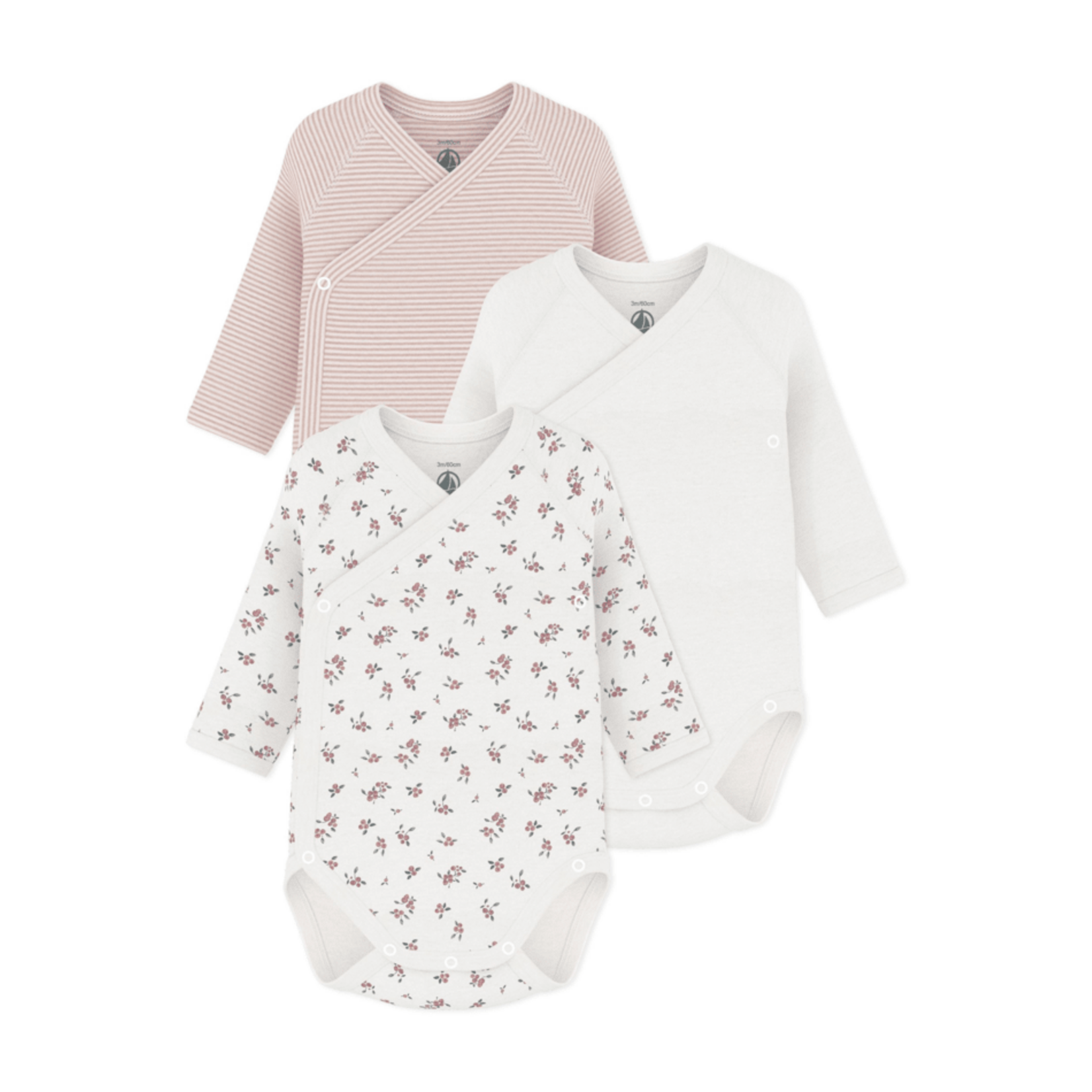 Petit Bateau 3 BODIES NAISS ML variante 1 A0GF1