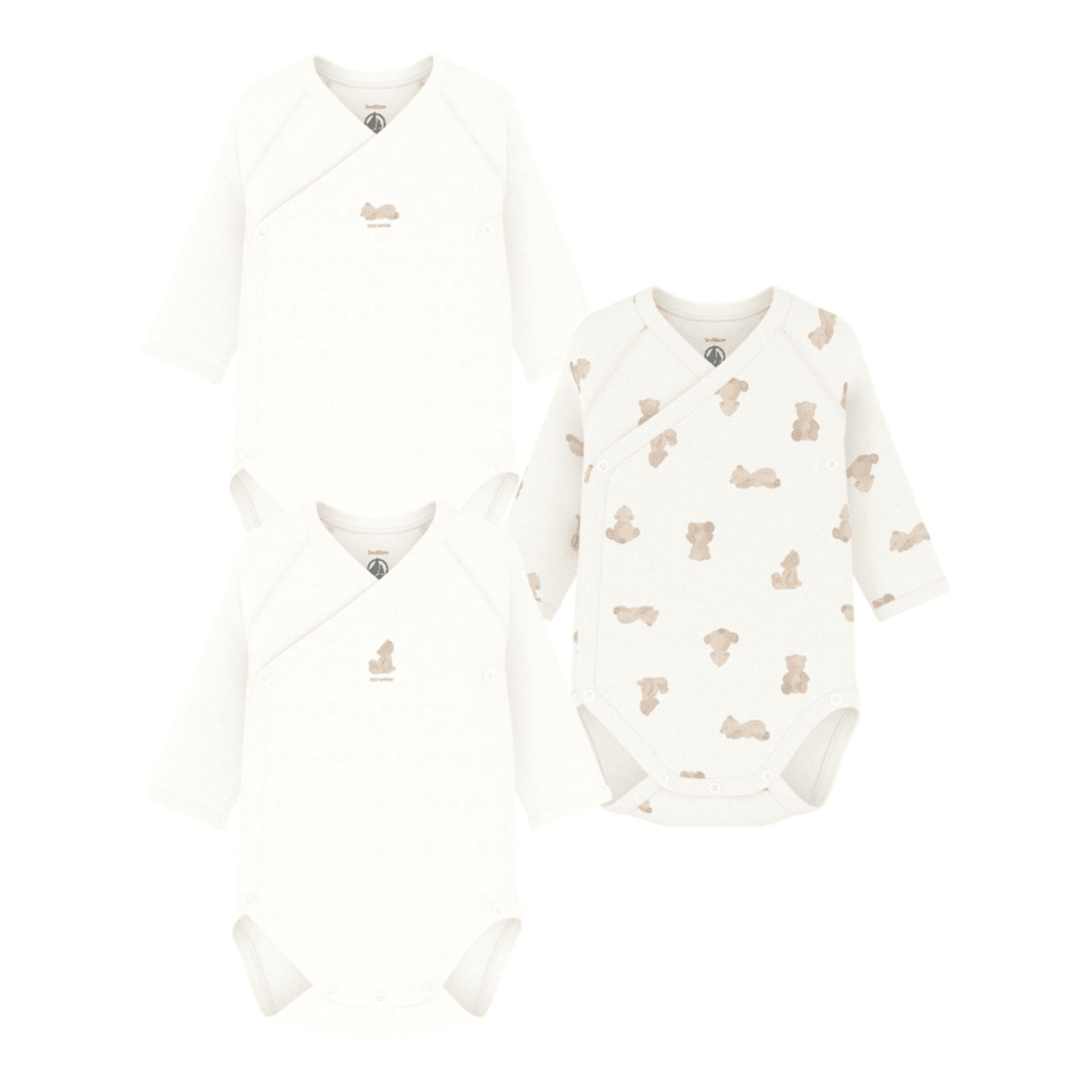 Petit Bateau 3 BODIES NAISS ML variante 1 A0DZG