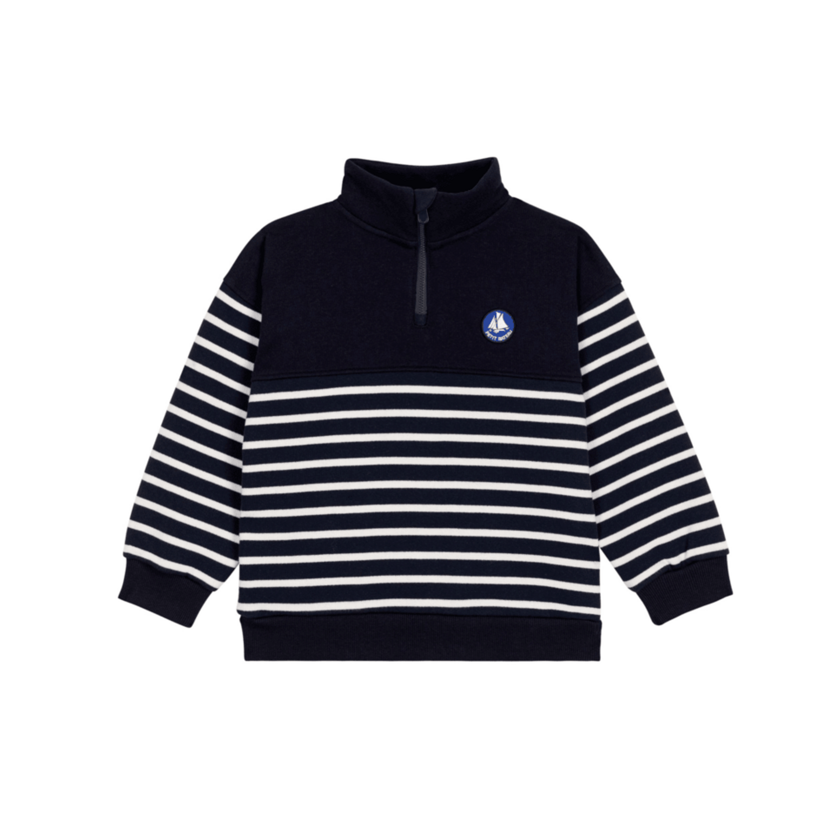 Petit Bateau SWEATSHIRT COL ZIP SMOKING/MARSHMALLOW A0GKM