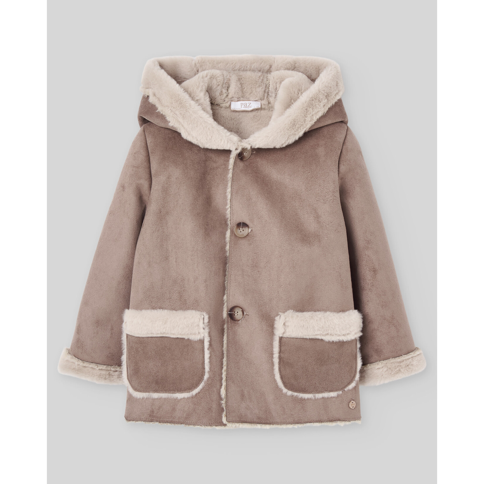 Paz Rodriguez WOVEN INFANT GIRL PARKA "TERRA" 012-154188 Hazelnut