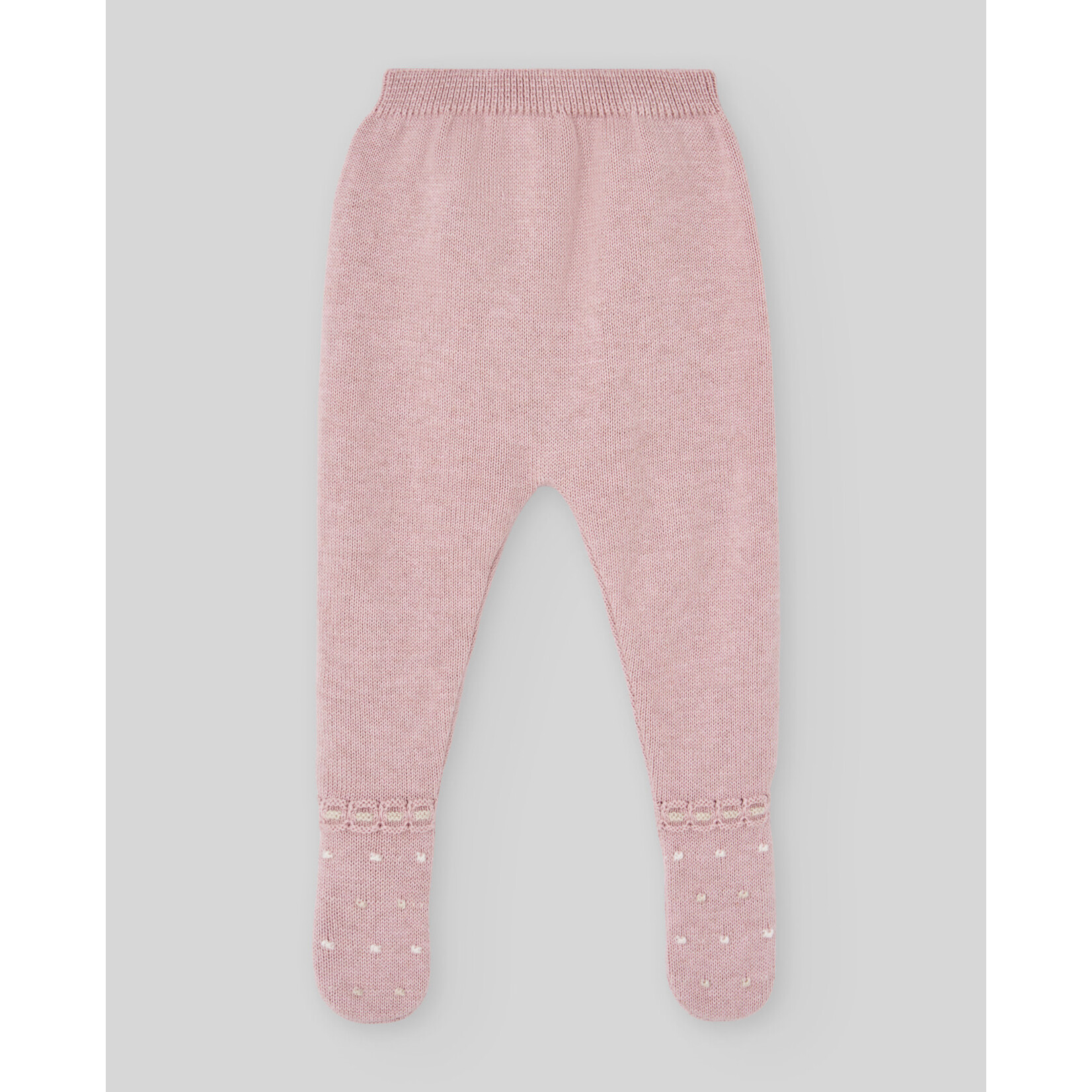 Paz Rodriguez KNIT NEWBORN LEGGINS "VAL" 016-124111 Powder Pink/Light Brown
