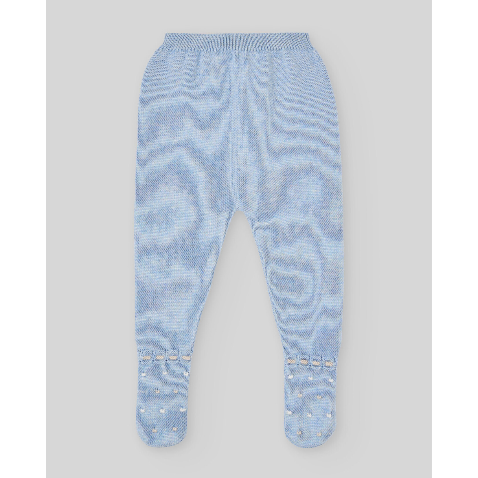 Paz Rodriguez KNIT NEWBORN LEGGINS "VAL" 016-124111 Chalk Blue/Light Brown
